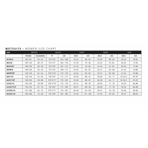 size chart dam